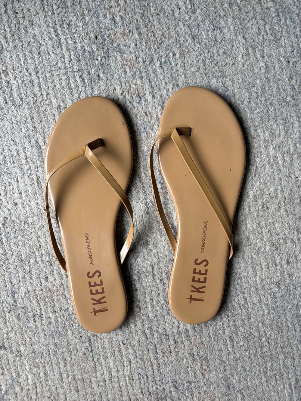 TKEES Women's Tan Minimalist Strap Flip Flop Sandals